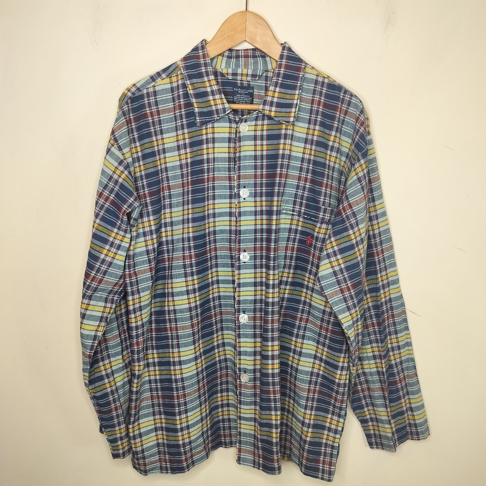 Polo Ralph Lauren Plaid Sleepwear Shirt Button Up Cotton